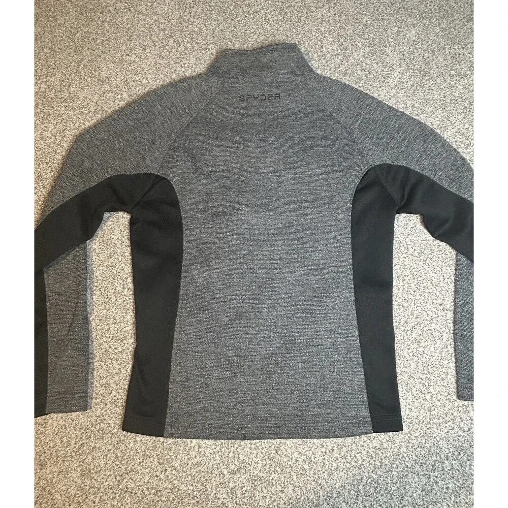 Spyder 1/4 Zip Jacket Mens M Gray/Black Pullover Fleece Active Sport Sweater‎